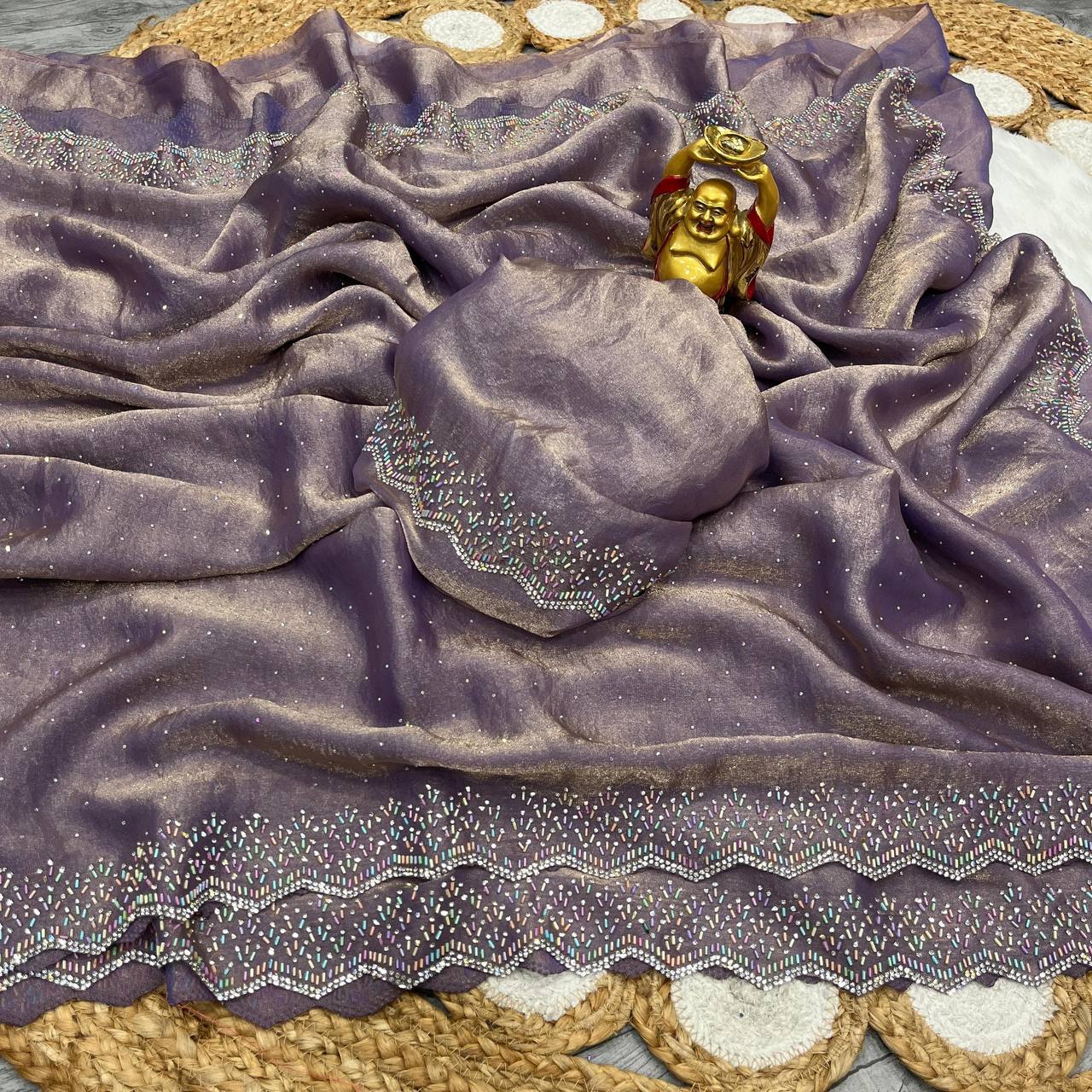 Erited Space Silk Jarkhan Work Saree