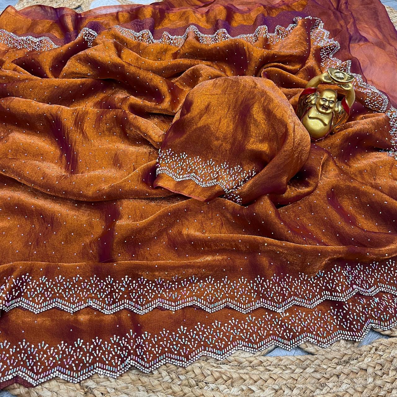 Erited Space Silk Jarkhan Work Saree