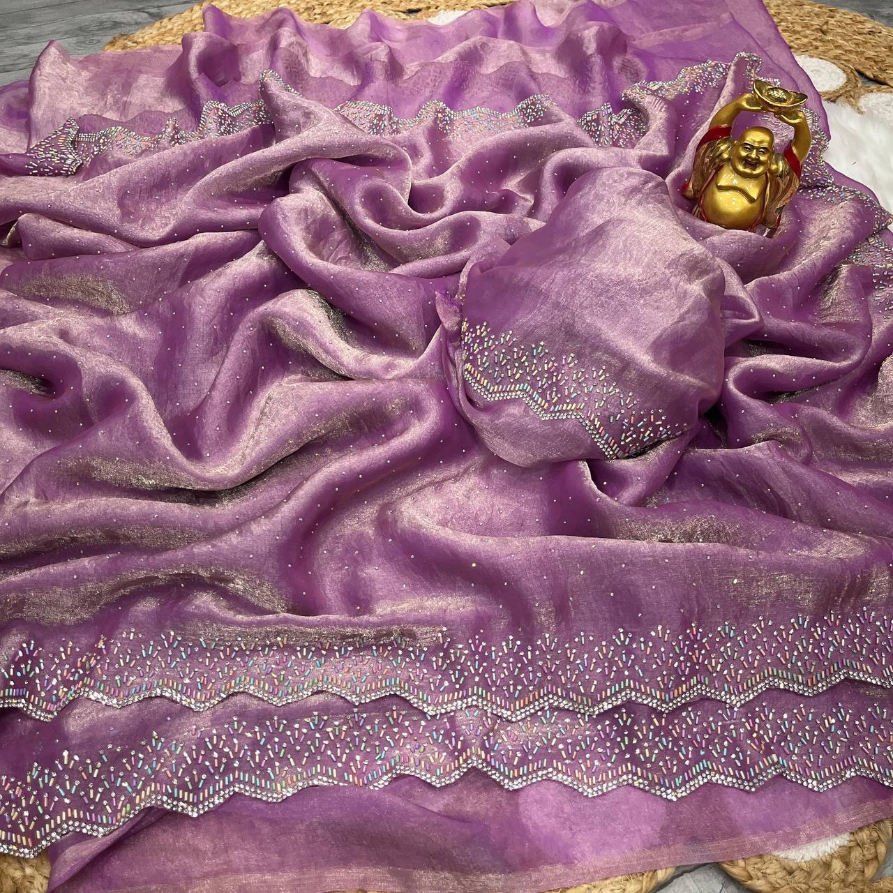 Erited Space Silk Jarkhan Work Saree
