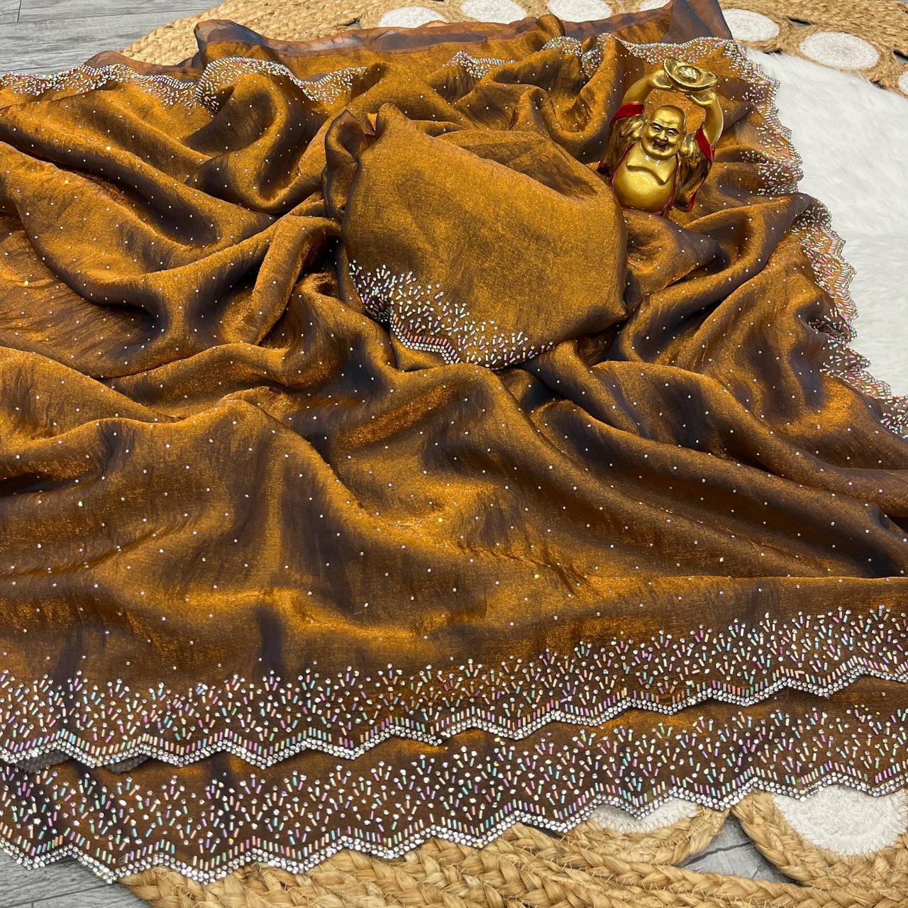 Erited Space Silk Jarkhan Work Saree