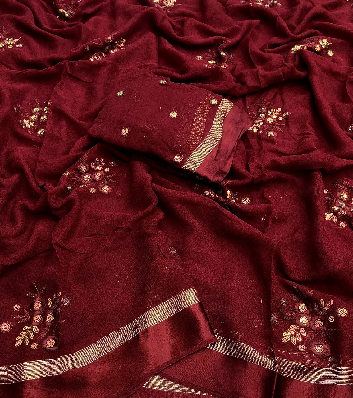 Keena Viscos Hand Dyed Satin Border Saree