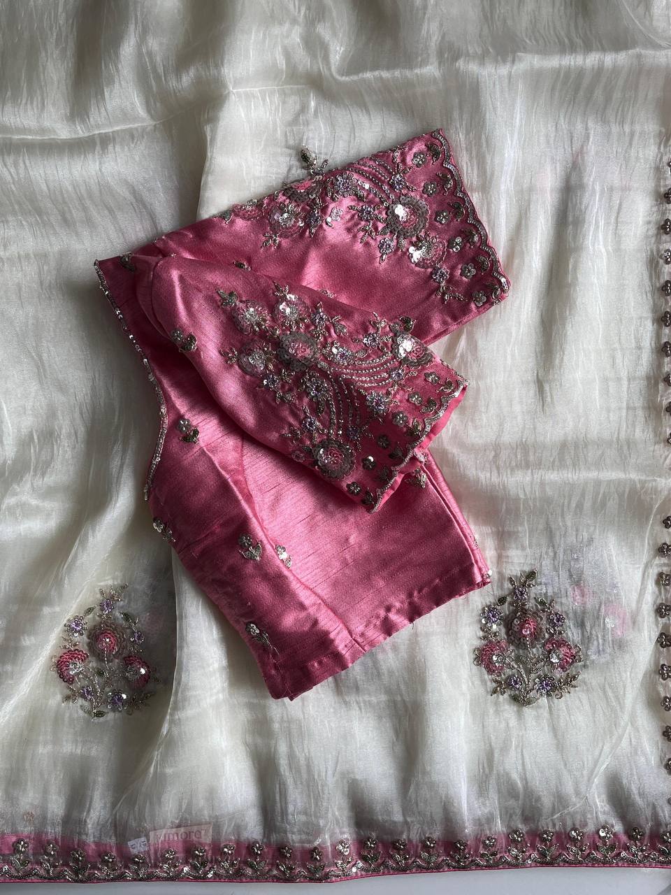 Pure Gold Crush Tissue saree with sequence Butta