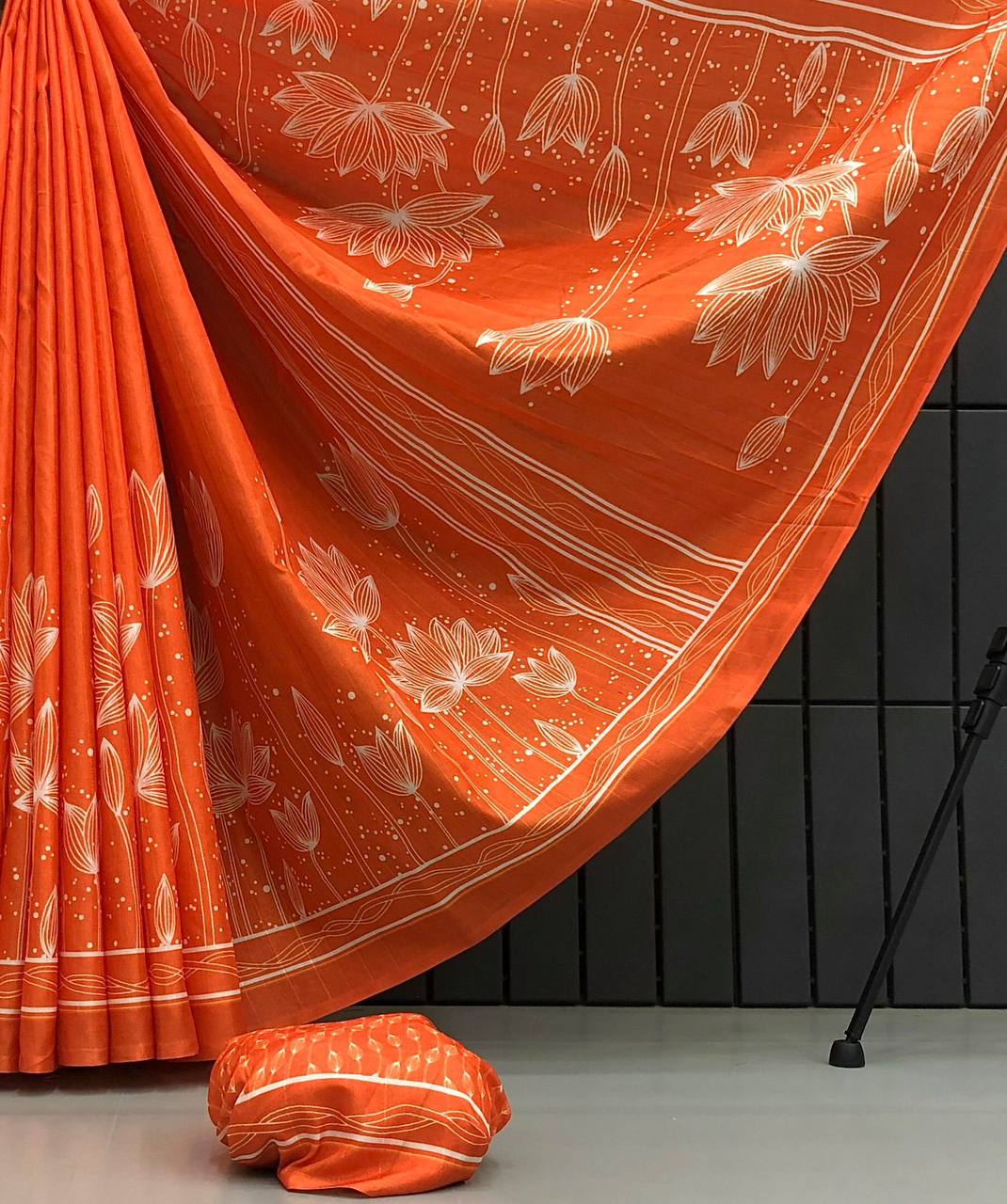 Tusser floral printed saree