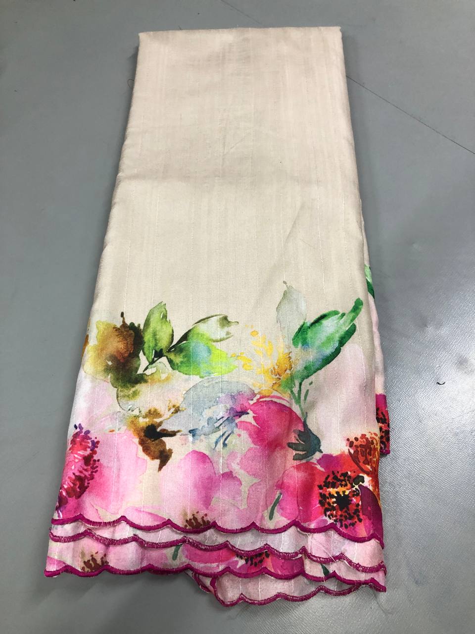 Tussar Silk Floral Digital Print Saree