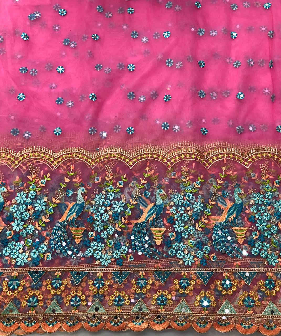 NET EMBROIDERY & MIRROR WORK BLOUSE FABRIC 1 METER