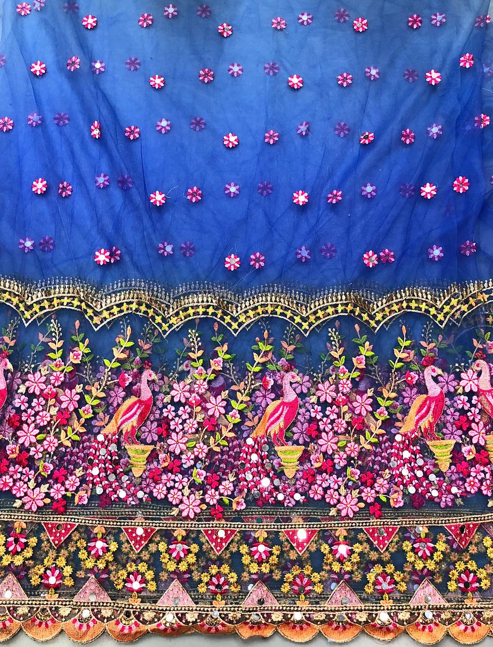 NET EMBROIDERY & MIRROR WORK BLOUSE FABRIC 1 METER