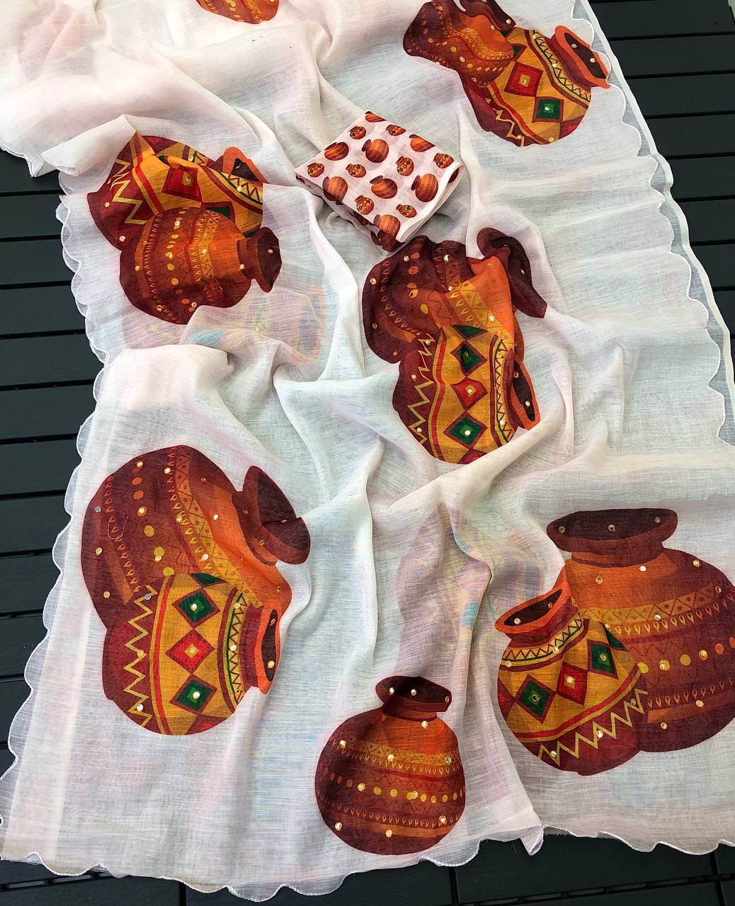 TANZ SOFT LINEN PRINT SAREE