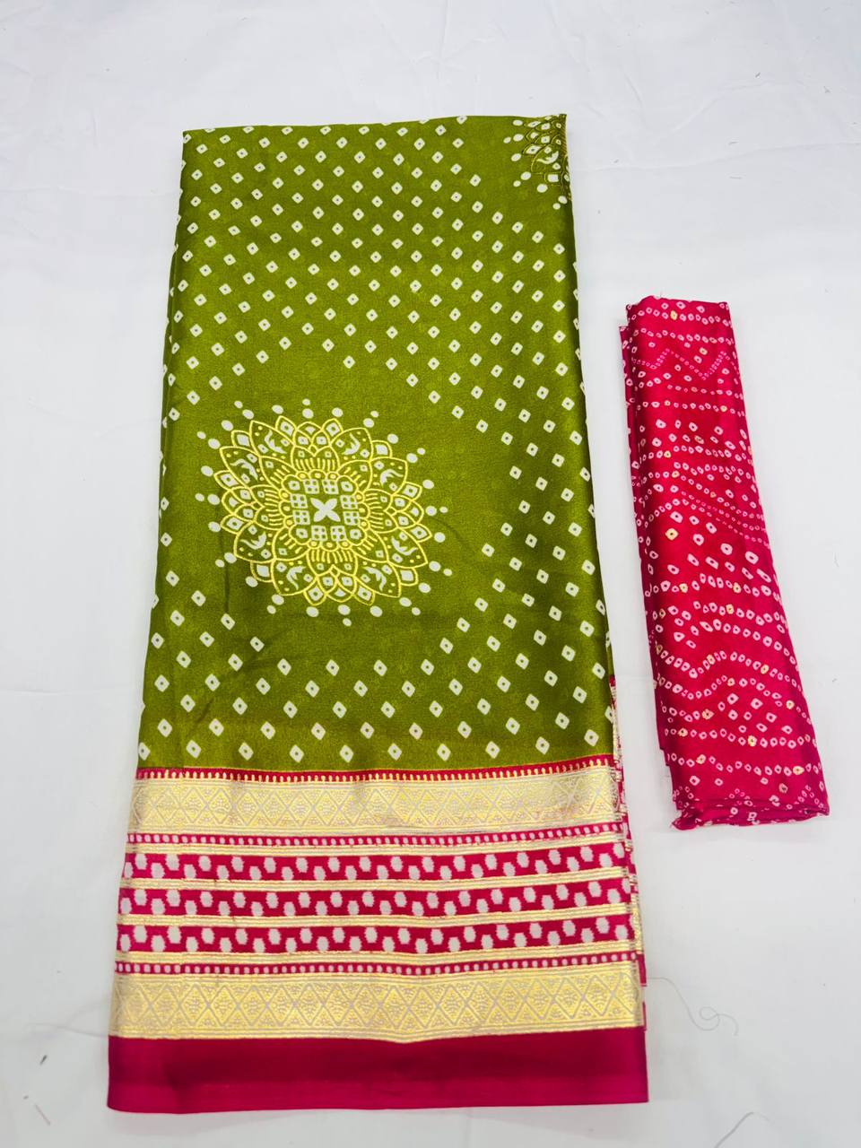 LUNA MOSS FOIL PRINT SAREE