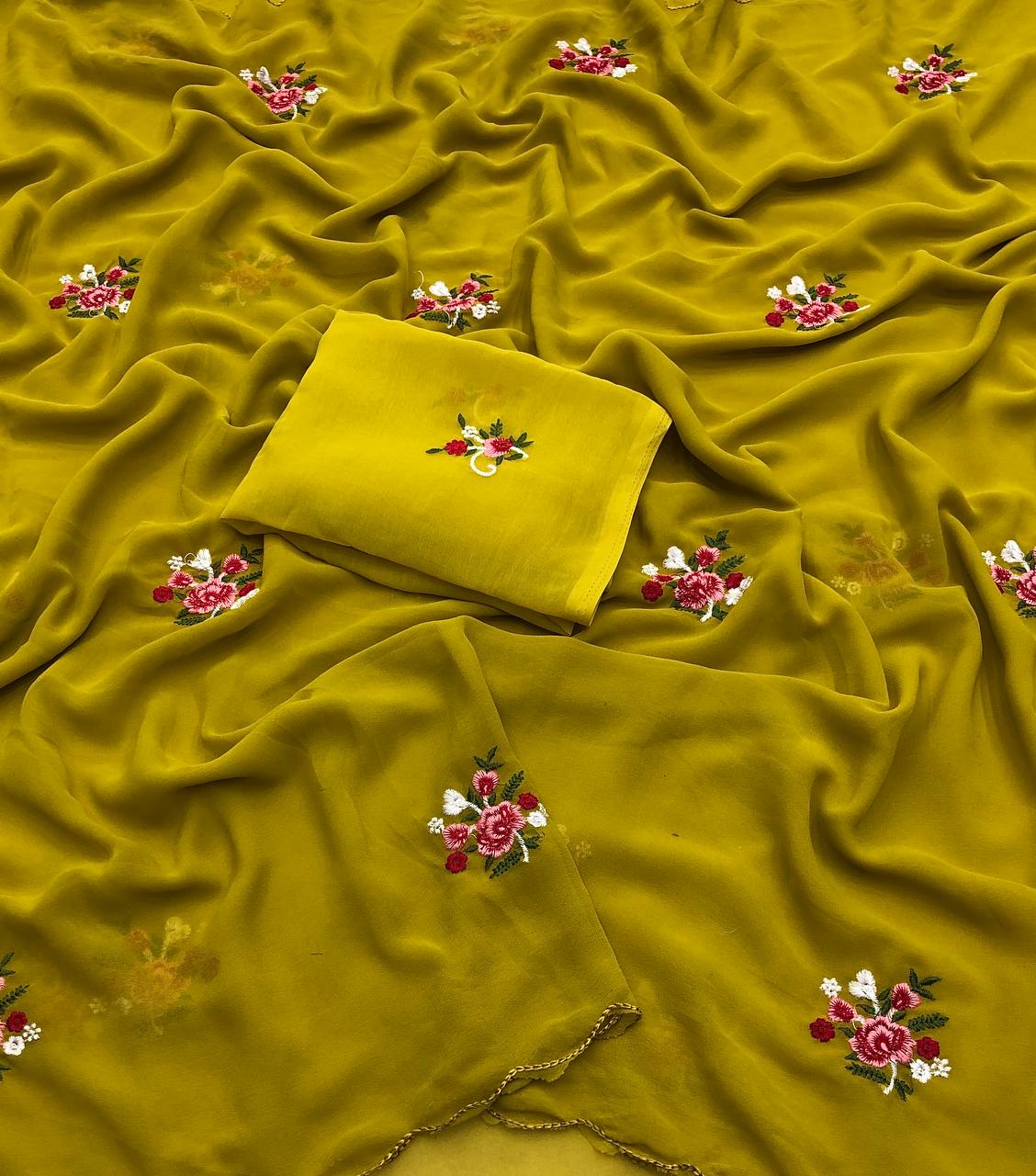 NOTES GEORGETTE EMBROIDERY WORK SAREE