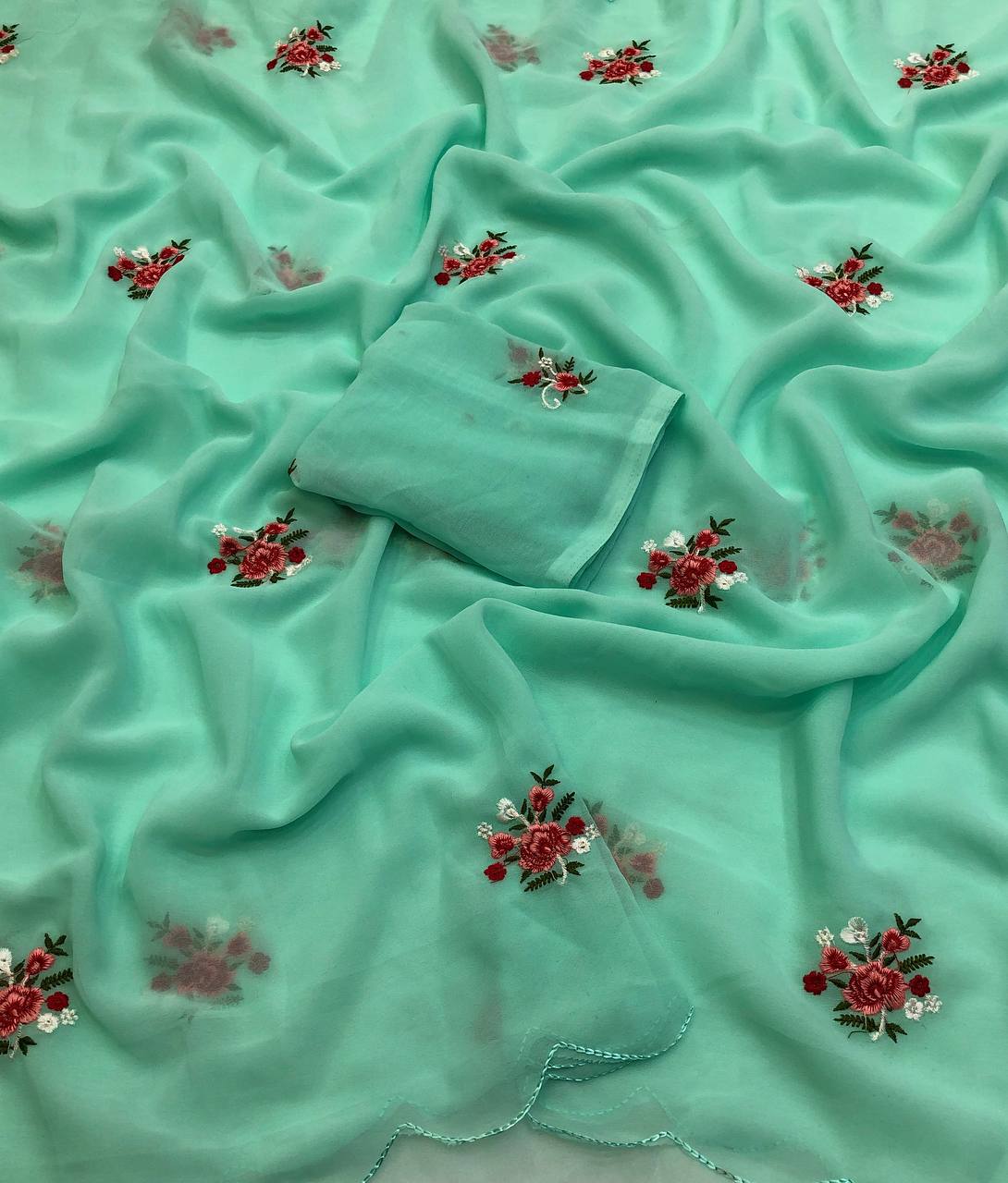 NOTES GEORGETTE EMBROIDERY WORK SAREE