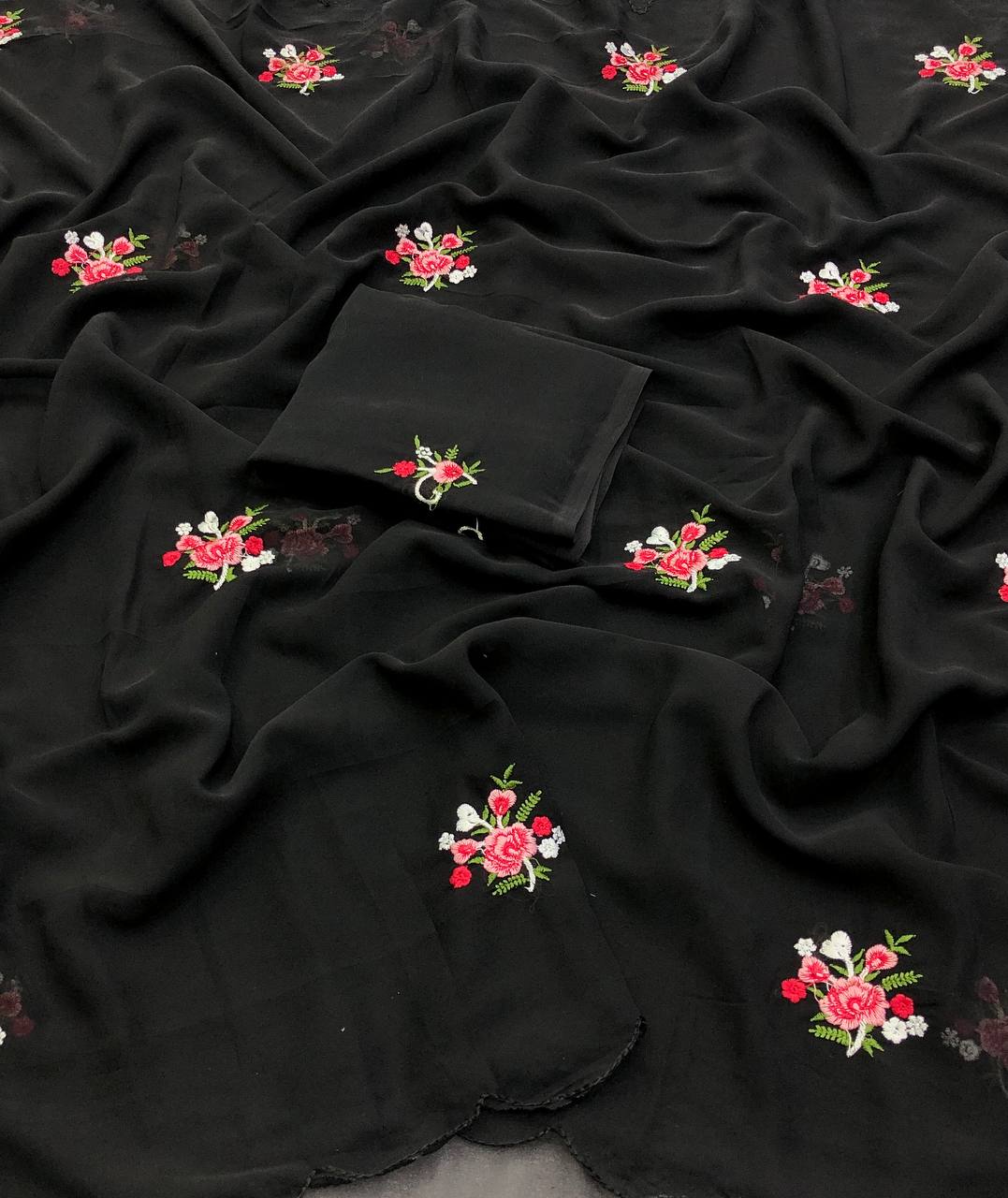 NOTES GEORGETTE EMBROIDERY WORK SAREE