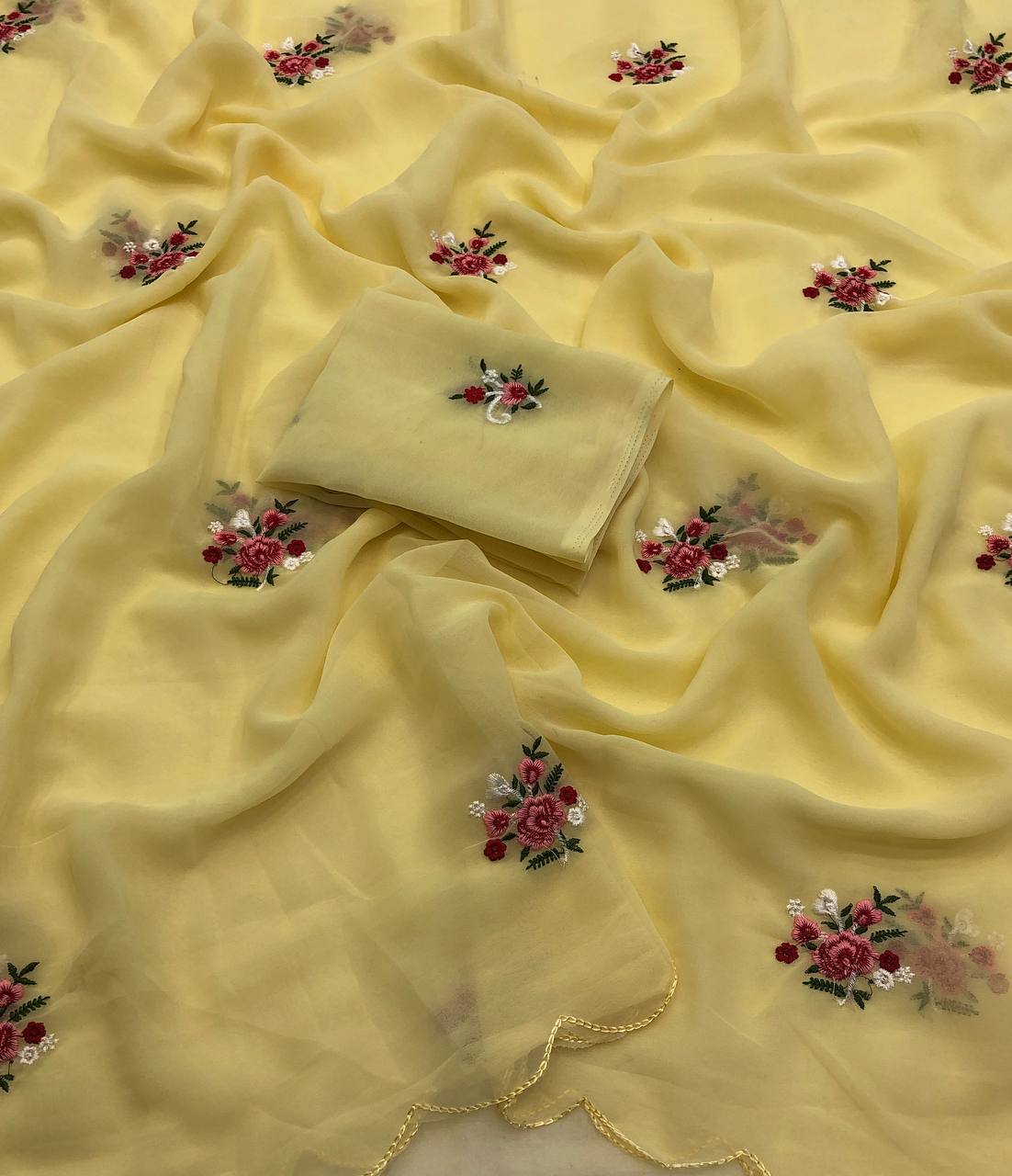 NOTES GEORGETTE EMBROIDERY WORK SAREE