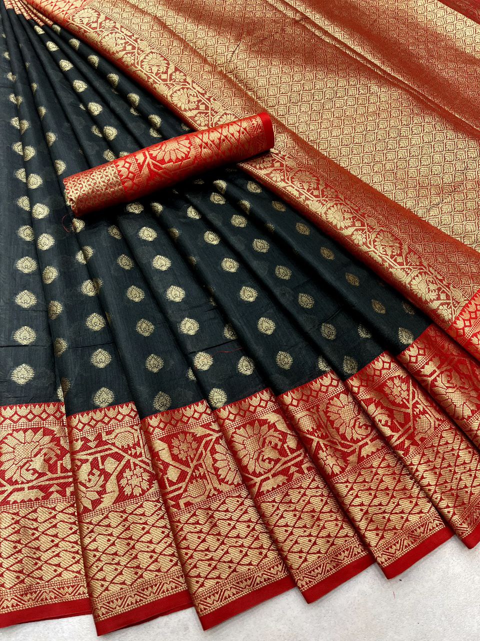 Crystal 2 crystal silk gold zari weaving saree