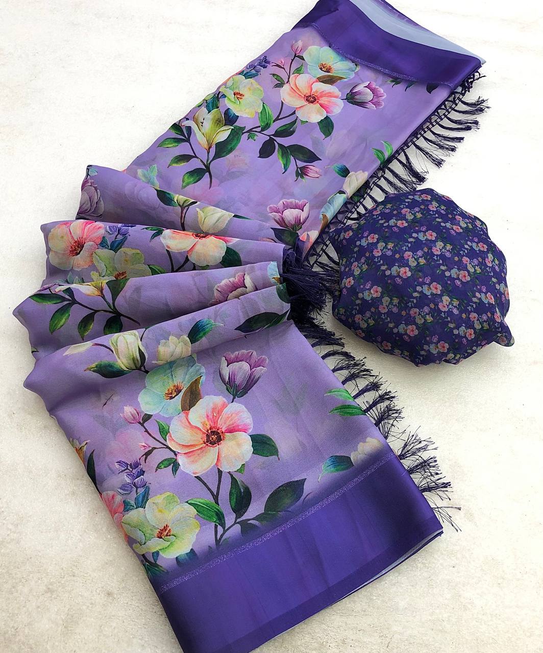 LOSTRIN LAUNCHING NEW MOSS WITH SATIN BORDER SAREE