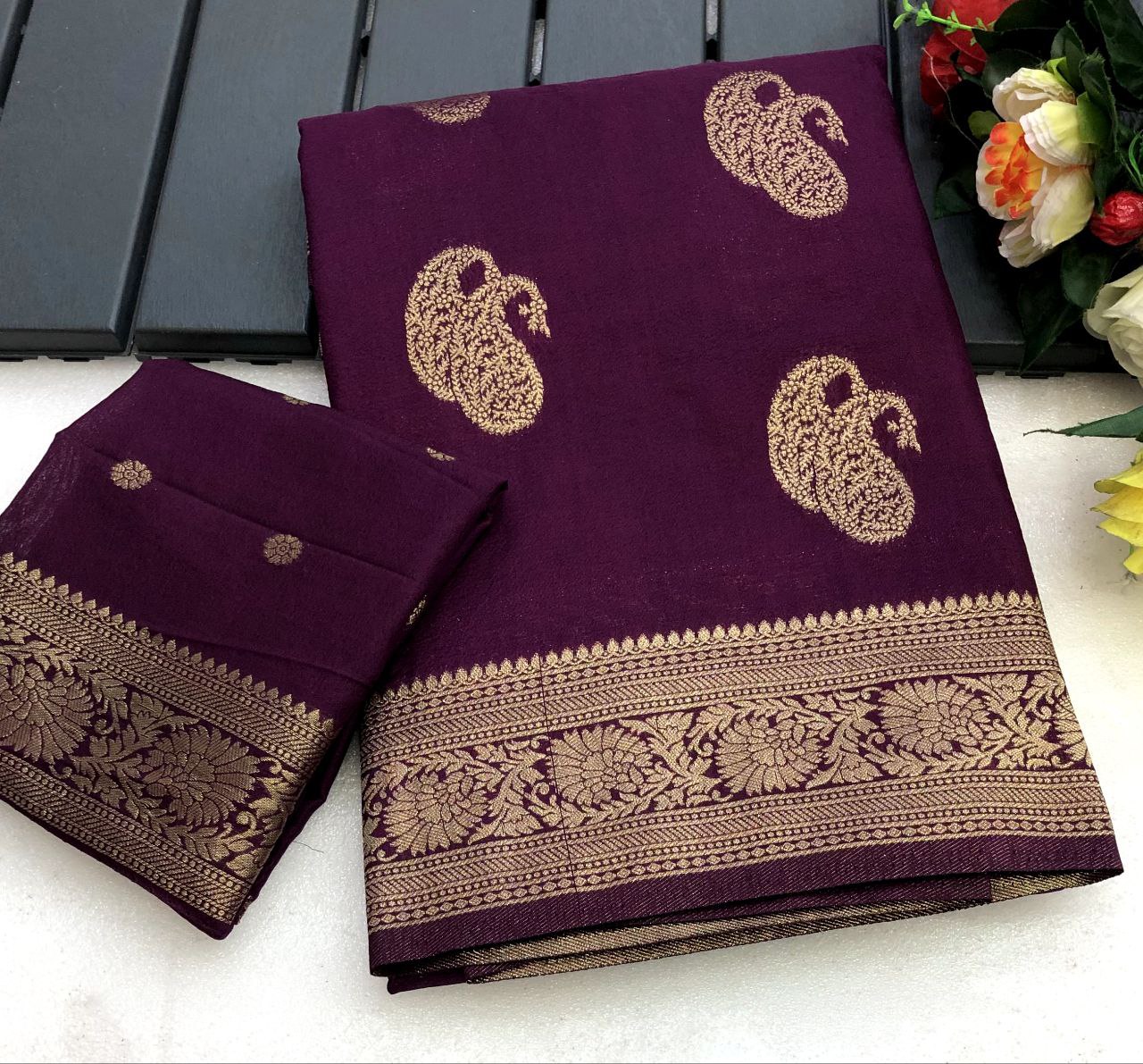 KALINA KHADI GEORGETTE HAND DYED SAREE