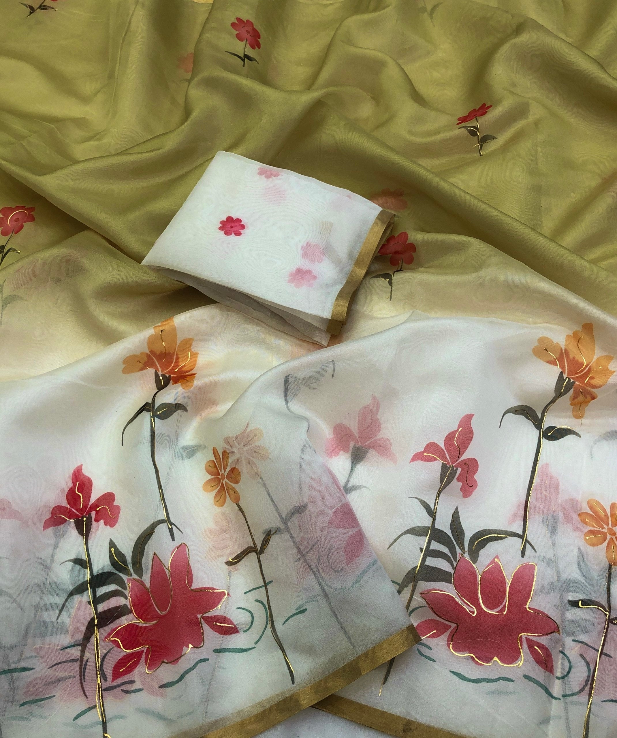 Saarif Organza with floral digital print Saree