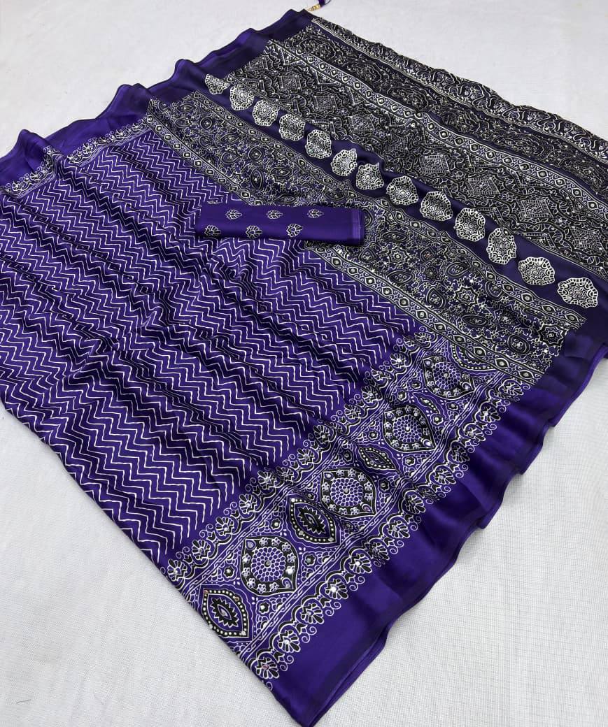 Orion Japan Satin Original Mirror Work Saree