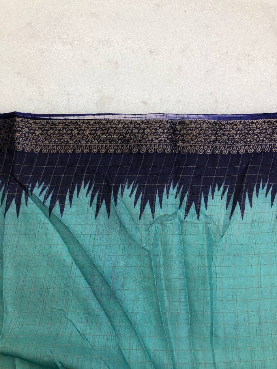 Hunnahh Chenderi Chex Weaving MISPRINT SAREE
