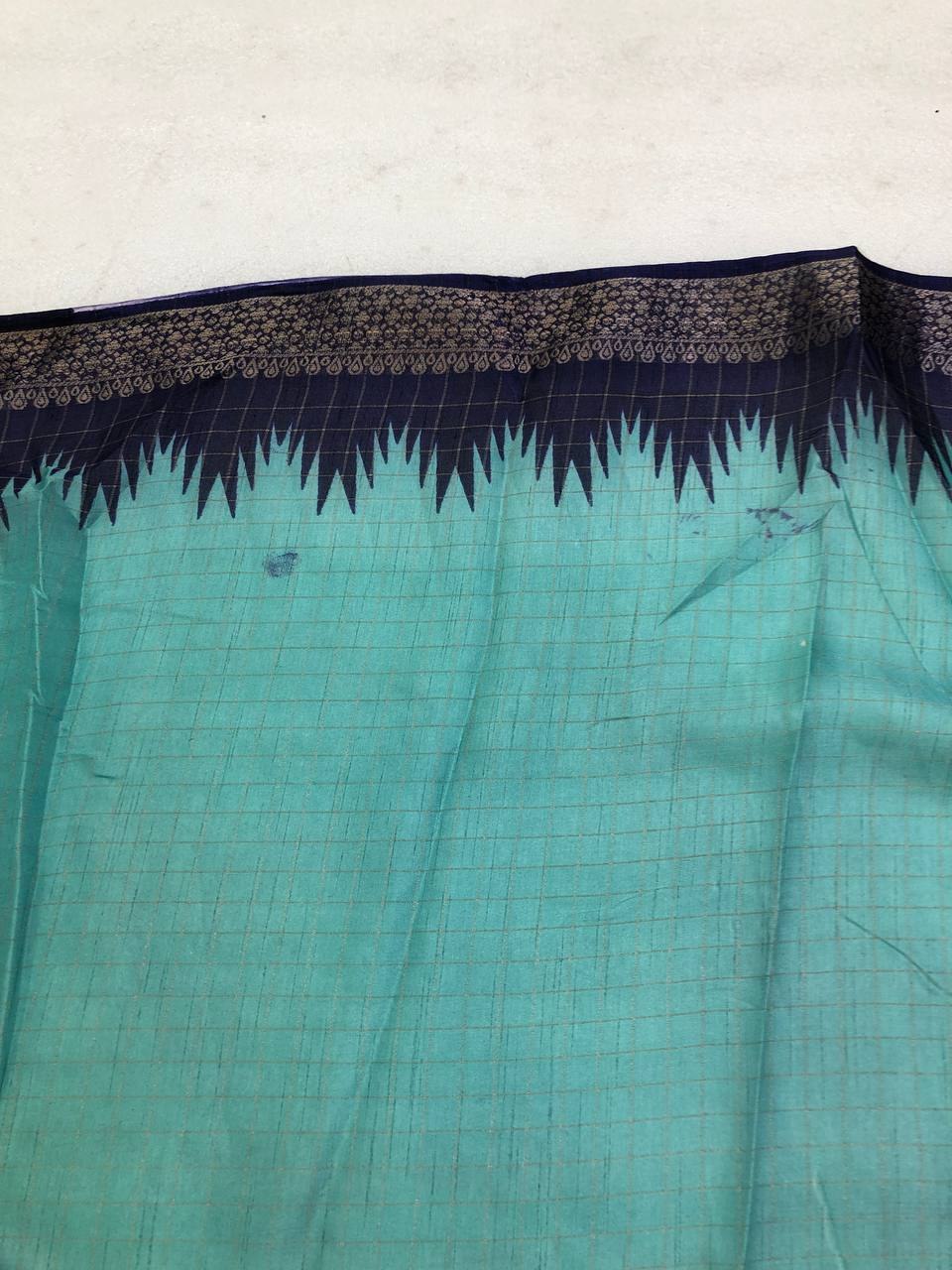 Hunnahh Chenderi Chex Weaving MISPRINT SAREE