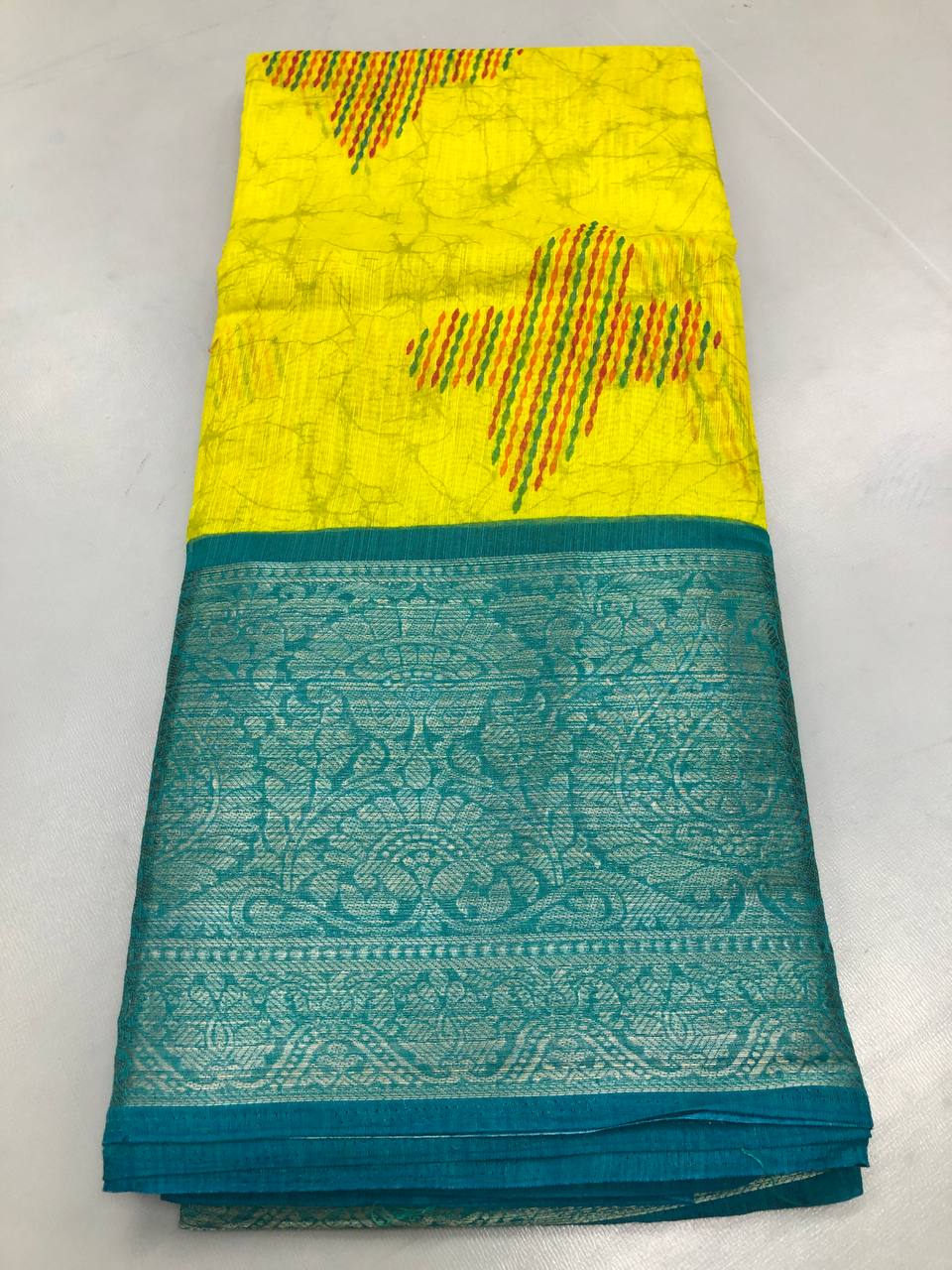 Soft Linen Printed, Furr & Foil Work Sarees with Blouse
