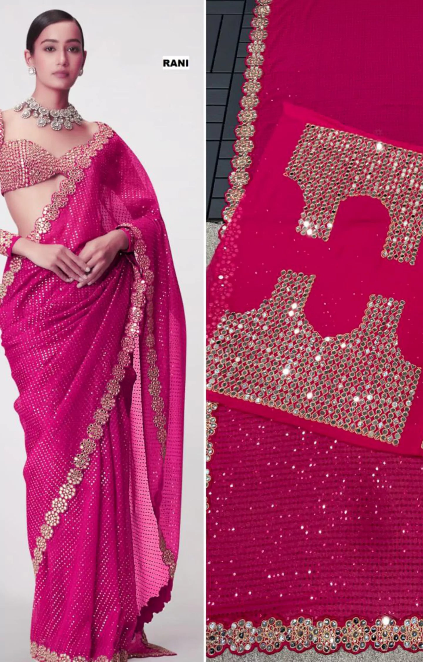 SHINNY FULL SAREE OF HEAVY QUALITY FAUX GEORGETTE SAREE