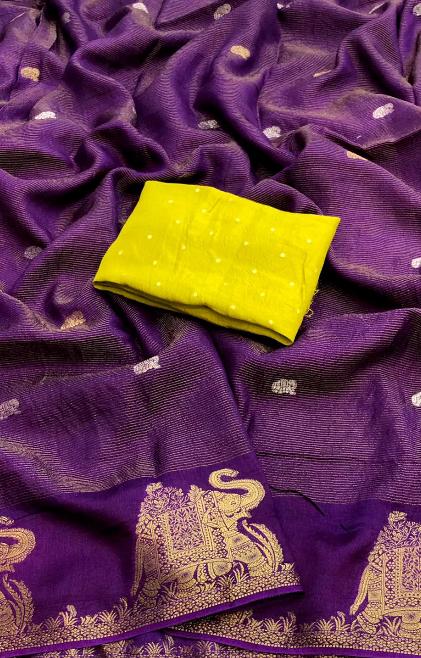 AAEEDA PURE VISCOS SILK ELEPHANT DESIGN SAREE