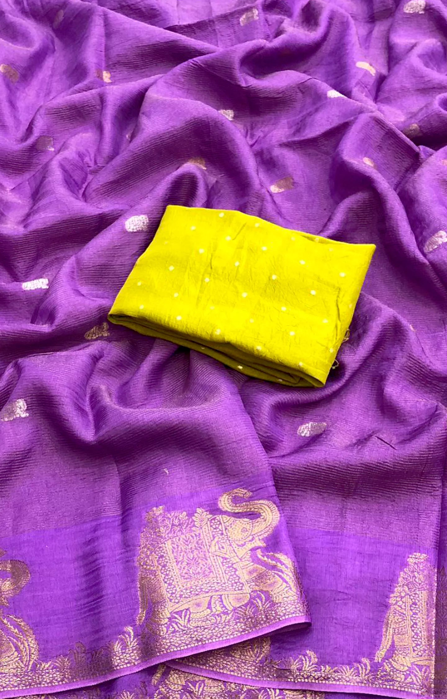 AAEEDA PURE VISCOS SILK ELEPHANT DESIGN SAREE