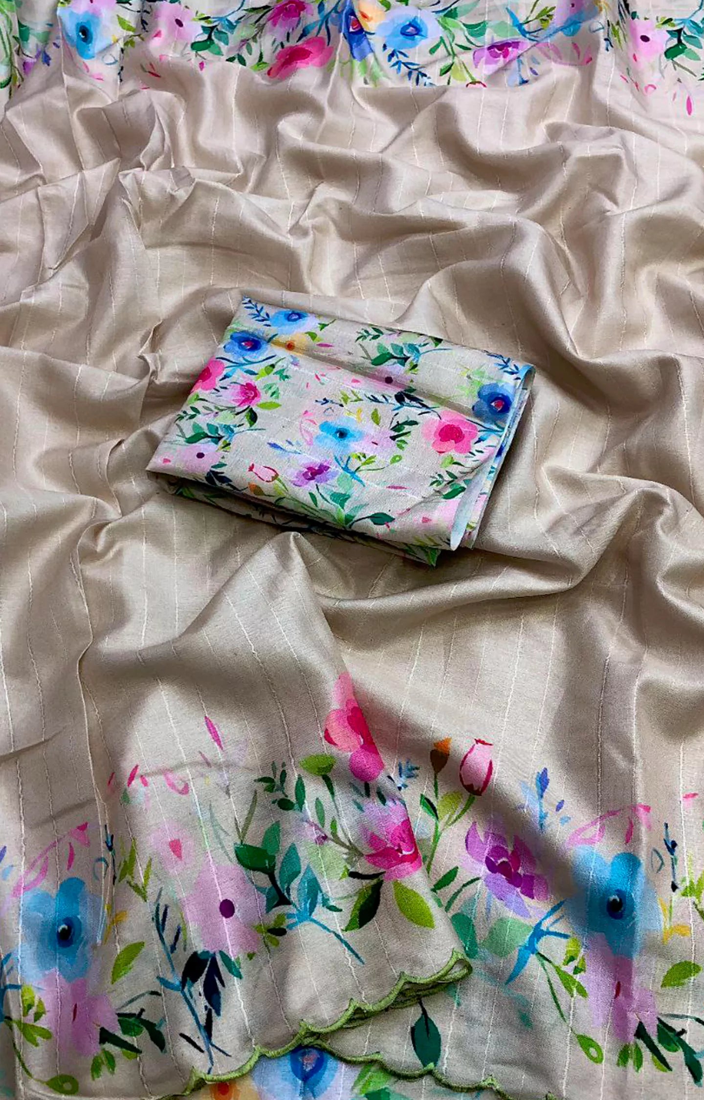 SURMILA TUSSAR SILK PRINTED SAREE