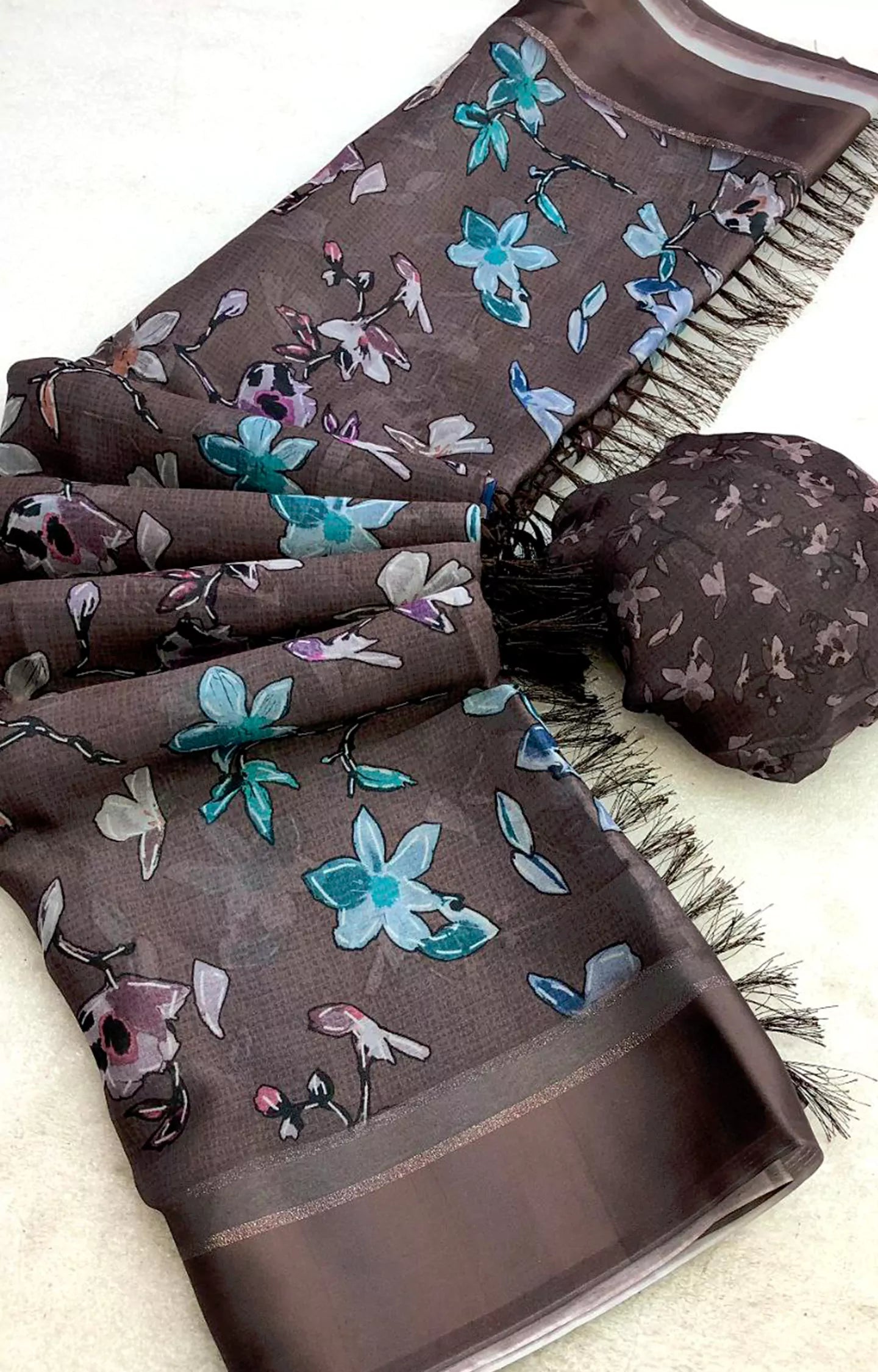 LOSTRIN LAUNCHING NEW MOSS WITH SATIN BORDER SAREE