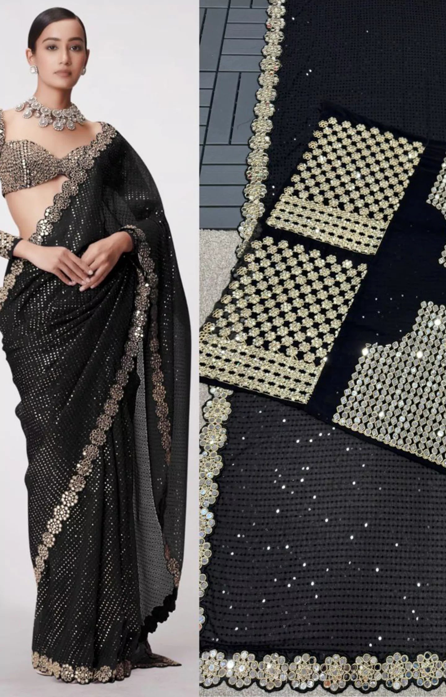 SHINNY FULL SAREE OF HEAVY QUALITY FAUX GEORGETTE SAREE