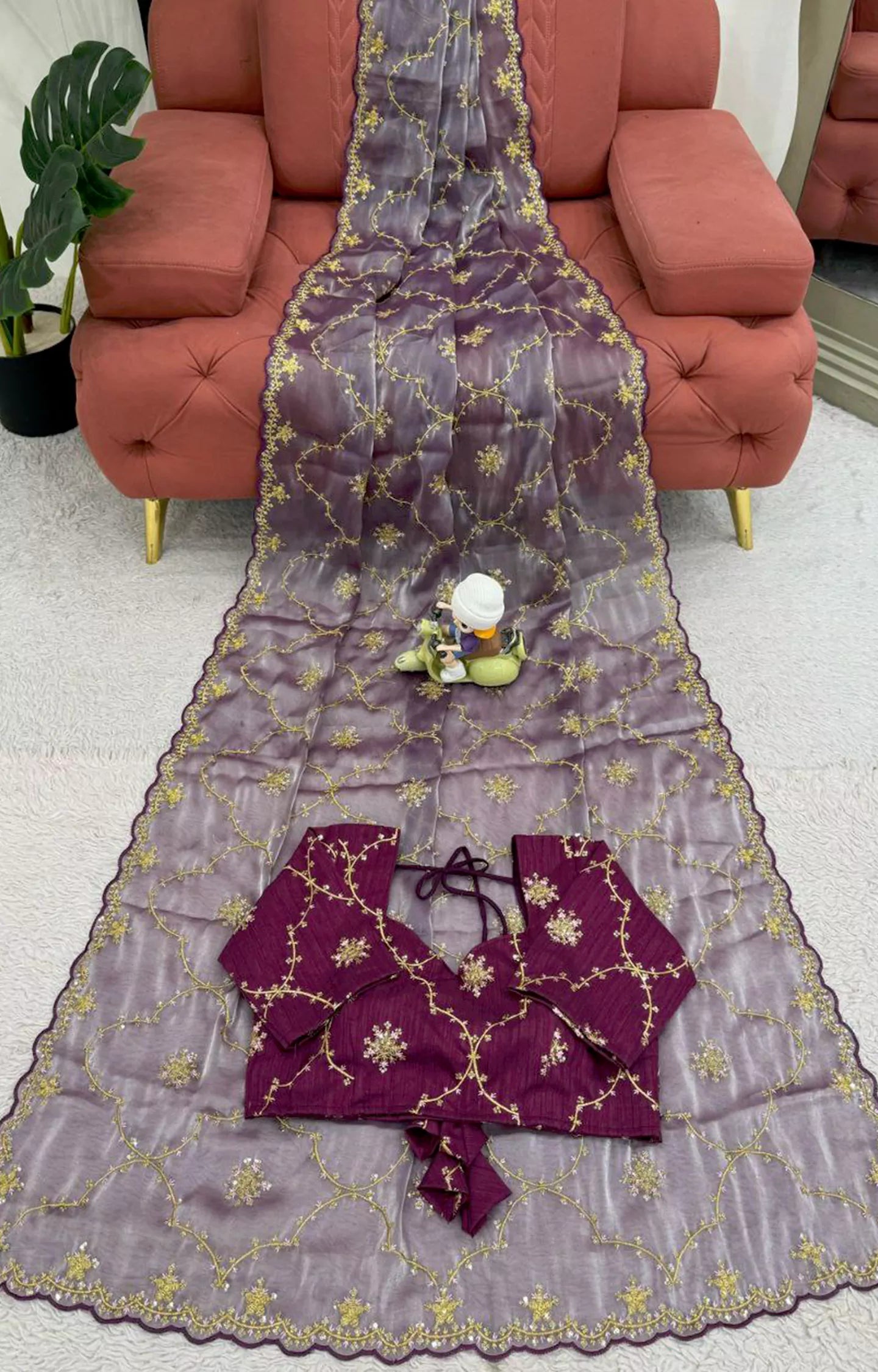 SENSINE JIMMY CHUU FABRIC WITH THREAD & SEQUENCE WORK SAREE