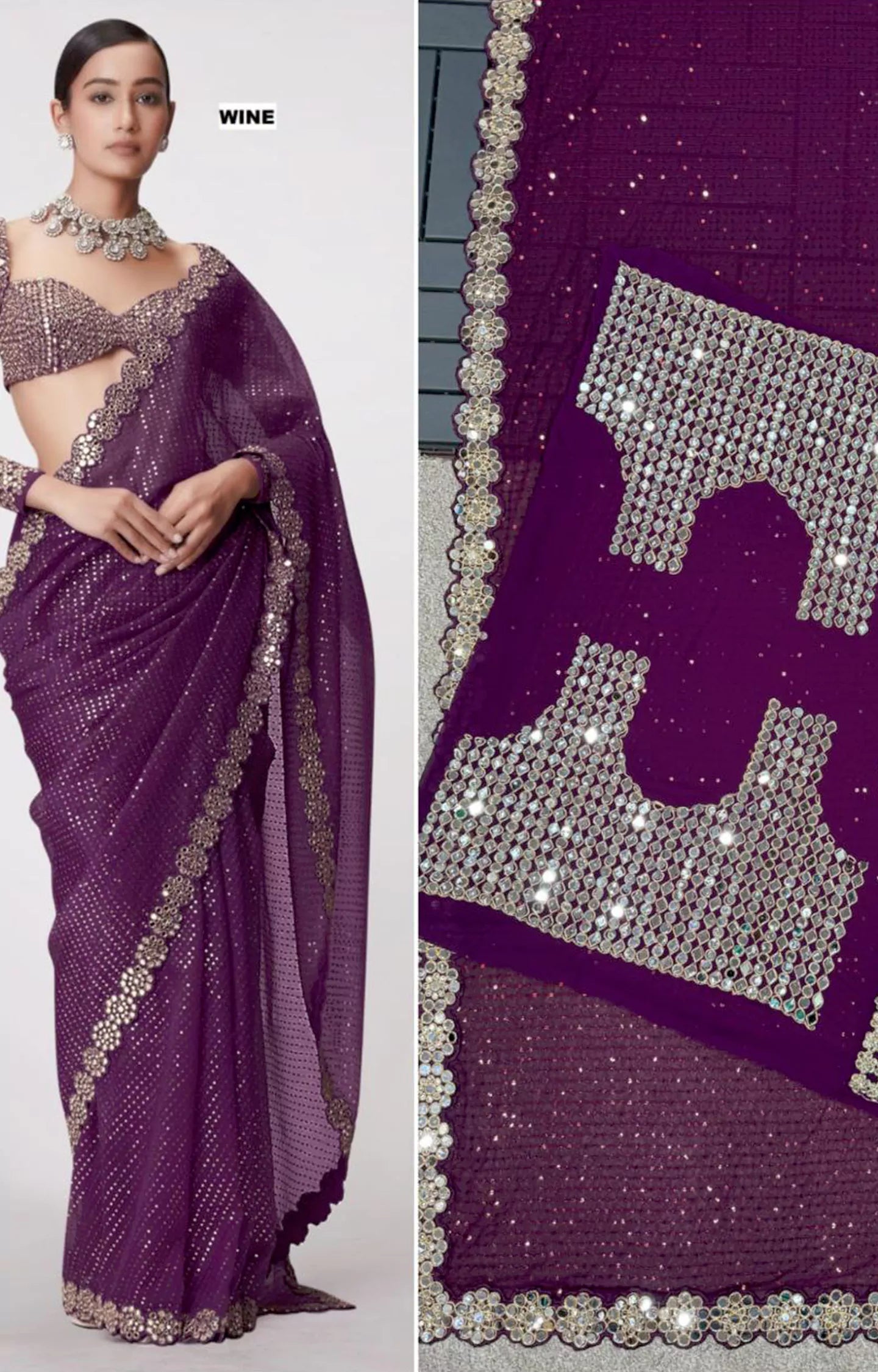 SHINNY FULL SAREE OF HEAVY QUALITY FAUX GEORGETTE SAREE