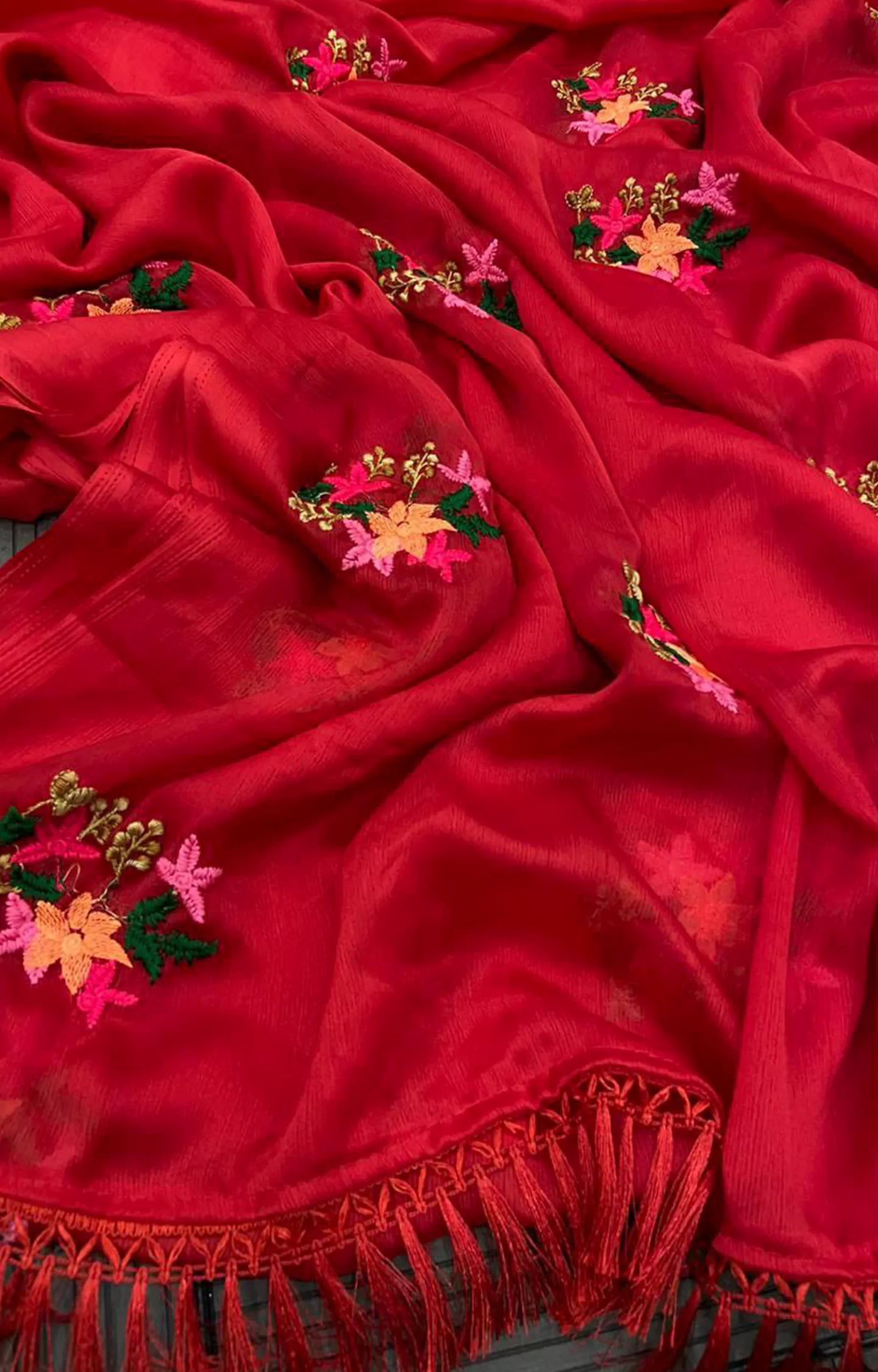SHERINA PURE SATIN CHIFFON FABRIC SAREE