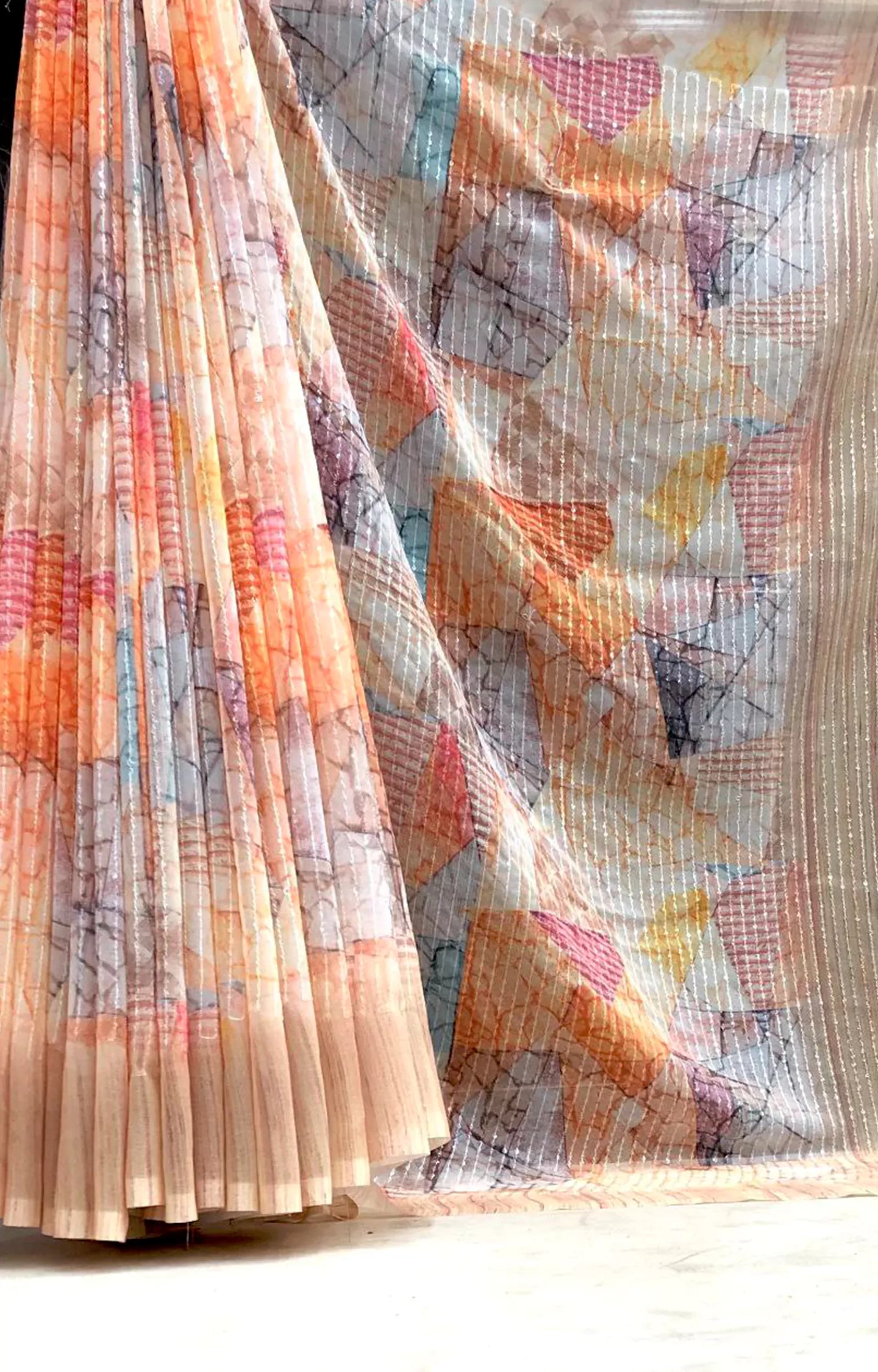 LEHENYA GEORGETTE WITH FLORAL PRINT SAREE.